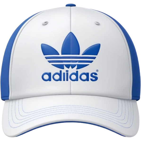 gorra de color blanco con logo de adiadas en la parte superior emoji