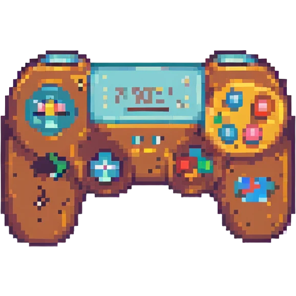 game controller, pixel art animated icon style, retro look, blocky and colorful emoji