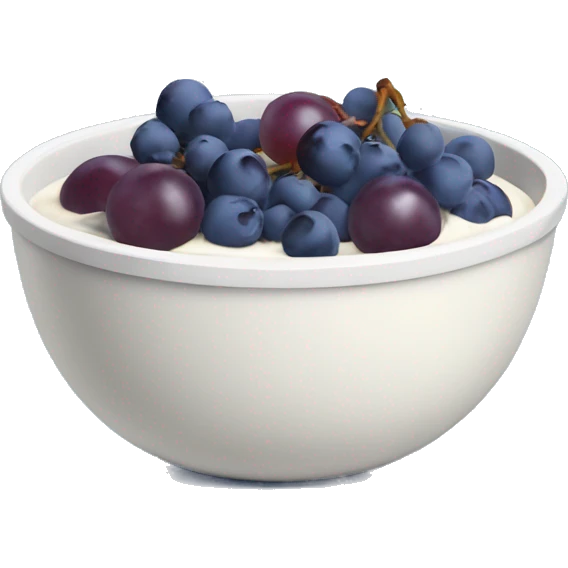 yoghurt bowl with grapes and blueberries emoji