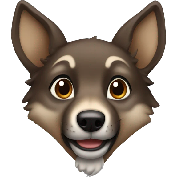 a brown puppy-like wolf with black hair on its ears emoji