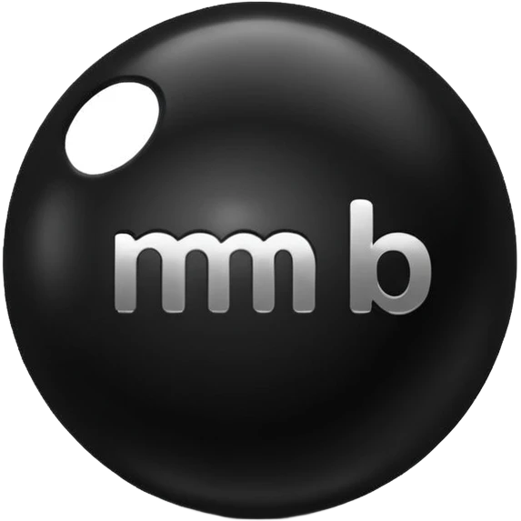 Black Ball with MB written on in the middle of it. Nothing else no holes or anything. emoji