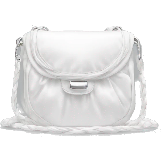 all white silky shoulder bag, with white strap emoji