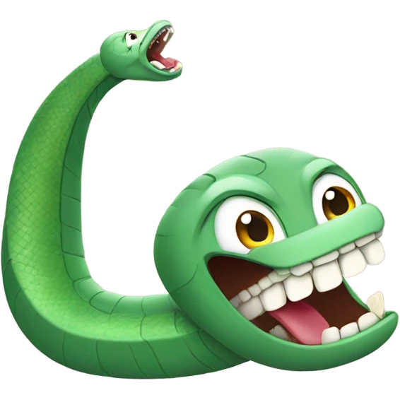 A Funny Snake brushing its teeth while walking with two bare feet emoji