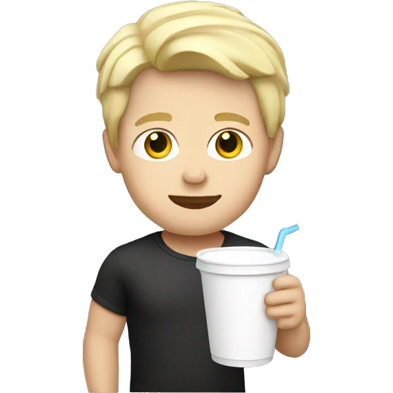 white boy with blond hair holding a styrofoam cup  emoji