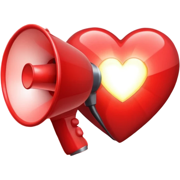 megaphone with a glowing heart coming out emoji