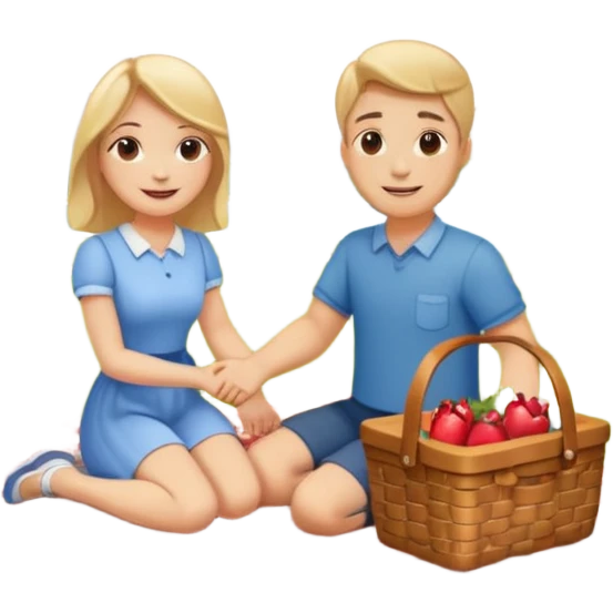 Couple + picnic basket, Park Visitors. emoji