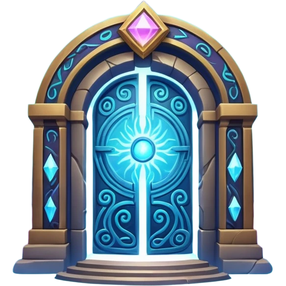 universe gate object icon, gigantic cosmic portal doorway, swirling galaxy energy inside, glowing starry aura, mystical space runes, fantasy sci-fi style, 3D cartoon, mobile game icon style, centered, clean background, no text, no watermark emoji