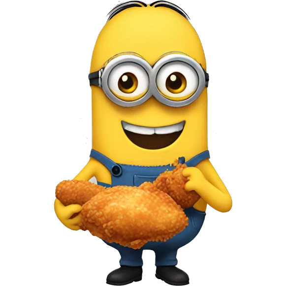 minion holding fried chicken smiling emoji