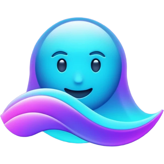 futuristic minimalistic emoji icon, abstract holographic wave or pulse symbolizing "Many voices. One purpose. One future", neon purple and cyan gradient, glowing aura, dark sci-fi background, 1:1 aspect ratio emoji