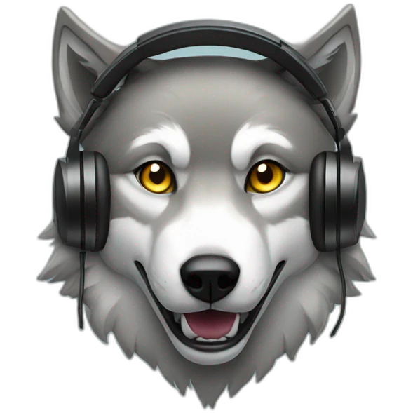 Wolf with Gaming headset emoji