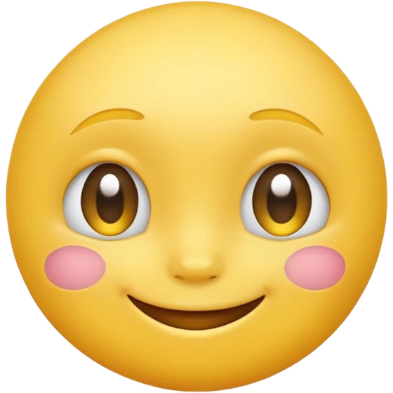 Emoji, yellow round smiling face, virbant bright shy expression emoji
