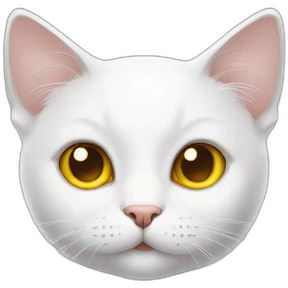 cute white cat with big yellow eyes  emoji