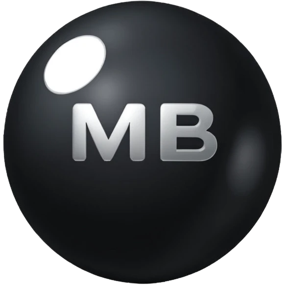 Black Ball with MB written on in the middle of it. Nothing else no holes or anything. emoji