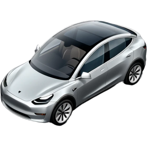 A Tesla Model Y parallel parking in front of a store, from above emoji