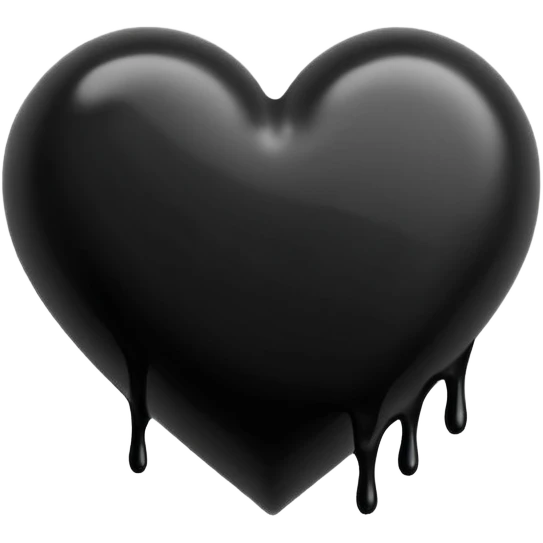 black ink blob heart emoji with ink streaks, isolated on white background, grunge, like pen stroke, flat emoji