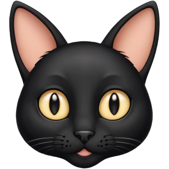 Black cat with a long face big ears and nose emoji