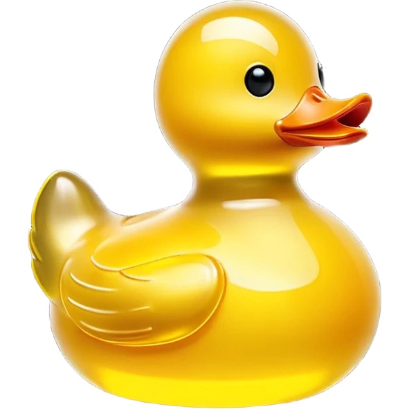glowing glass rubber duck,  minimalistic yellow transparent glass 3d neon glowing emoji