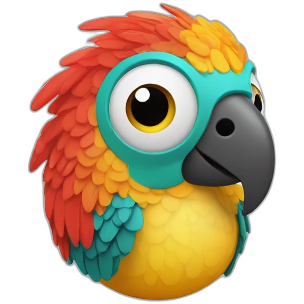 3d sphere with a cartoon Parrot skin texture with big calm eyes emoji