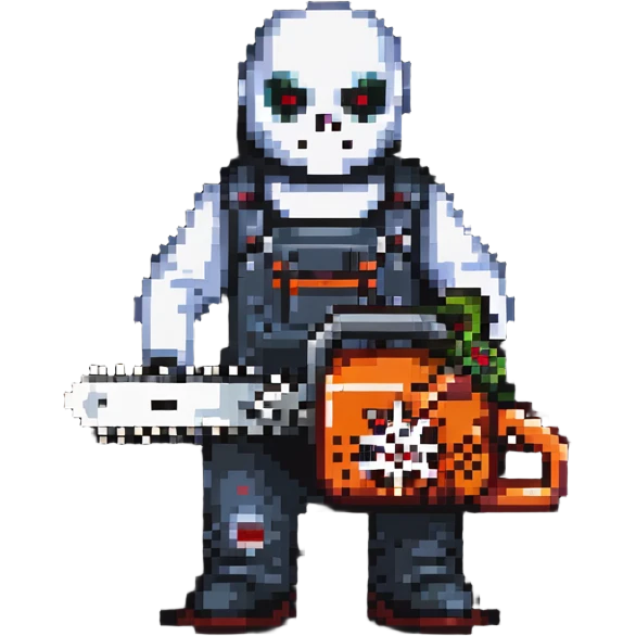 Horror movie character with chainsaw emoji