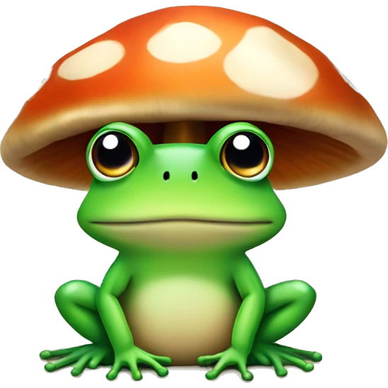 frog sitting under a mushroom cap emoji