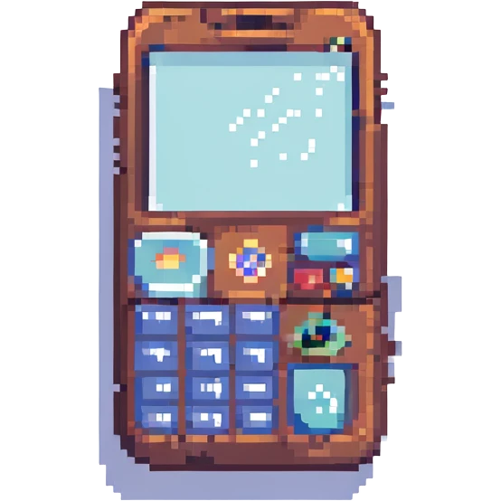 Make the phone PNG with a transparent background, keep Minecraft pixel art style. emoji