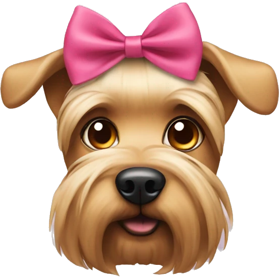 yorkshire dog using a cute bow in his head emoji