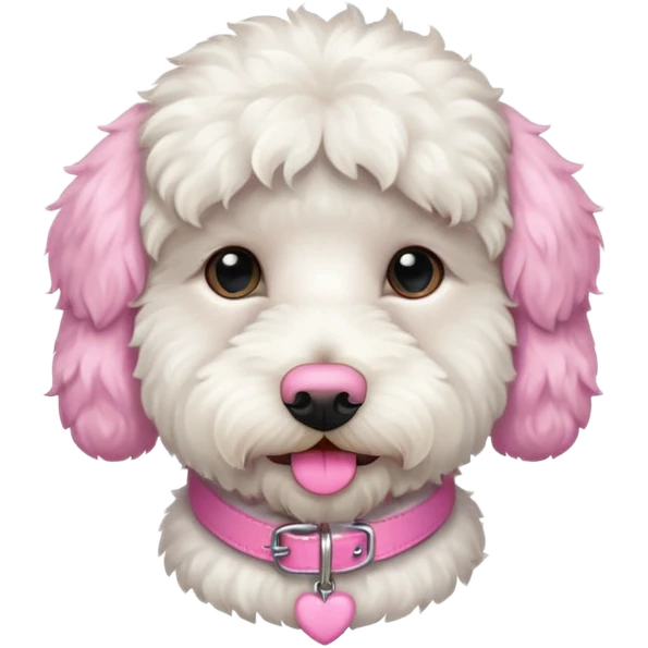 white labradoodle dog pink collar emoji