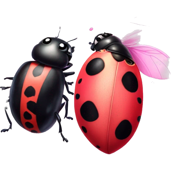Lady bug and fluffy pink moth as best friends  emoji