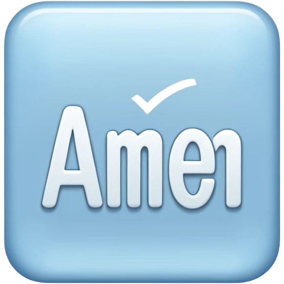 light blue word "AMEN" simple font in rectangle emoji