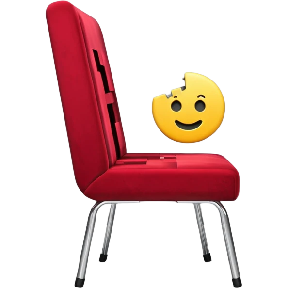 3D render of Clipping Chair, digital glitch art aesthetic, data corruption visual, red velvet chair half-stuck inside a grey wall, pixelated distortion, emoji style, isolated on white background --v 6.0. emoji