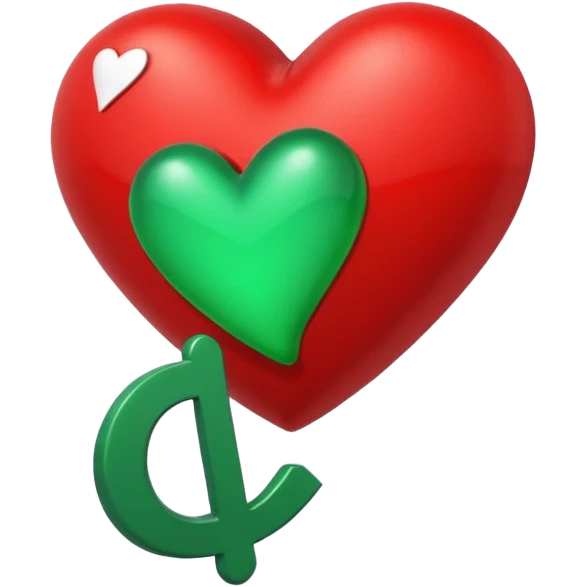 Signo de interrogación verde y un corazón para remplazar el punto verde emoji