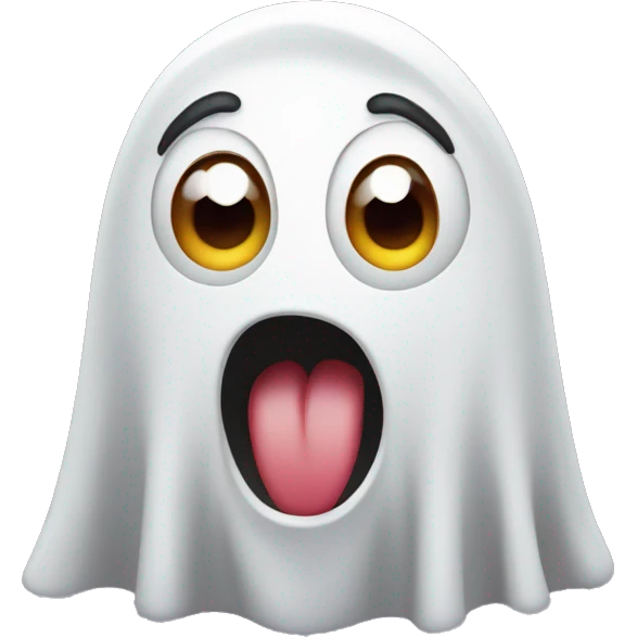 Shocked emoji but with hands like a ghost and has big lips emoji