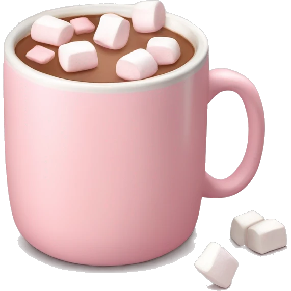 Light Pink mug of hot chocolate with marshmallows  emoji