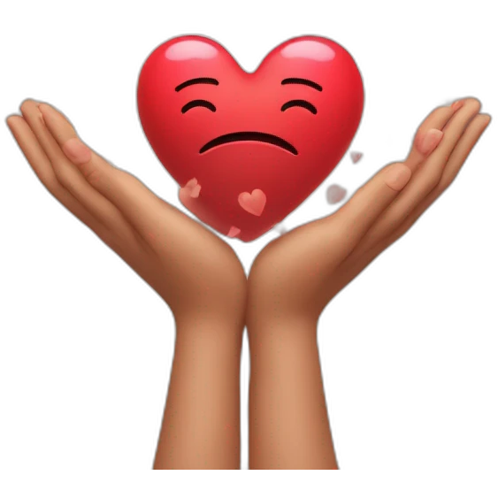 heart out of hands, emoji that is almost crying happy tears with hearts all over his face emoji