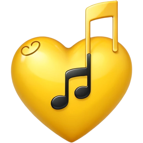 yellow heart with a music note emoji