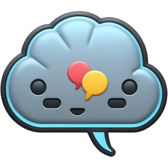 Minimalistic flat vector icon, iOS style, thin black contour on white background. Chat bubble with small AI brain symbol inside. Clean, no text, no shadows emoji