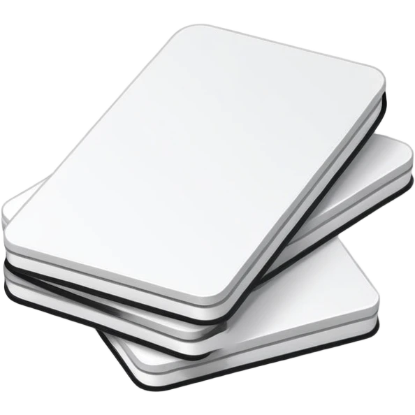 stack of two white flashcards, top card offset, thin black outline, faint shadow, minimal emoji
