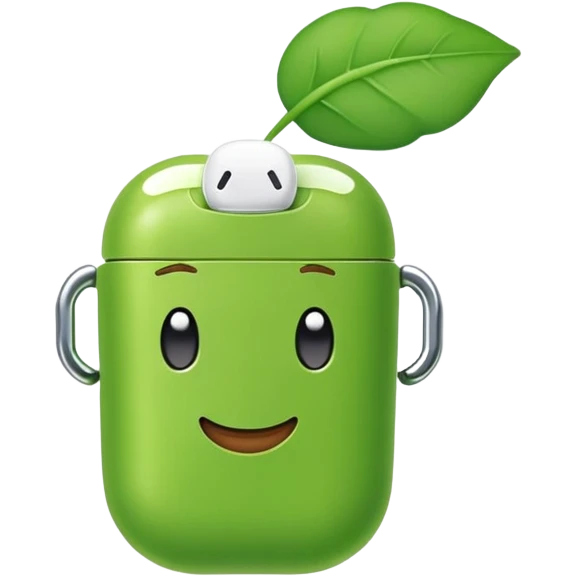 green pea wearing only one airpod emoji