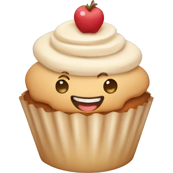 Happy beige cupcake emoji