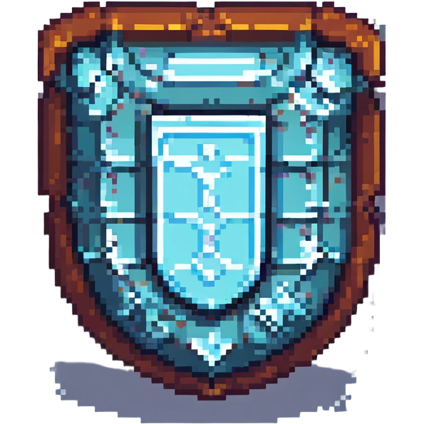 pixel art shield, small and blocky, retro game style emoji