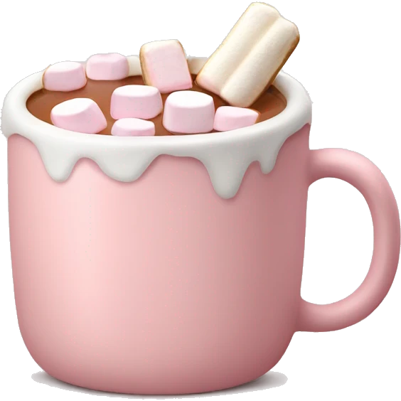 Light Pink mug of hot chocolate with marshmallows  emoji
