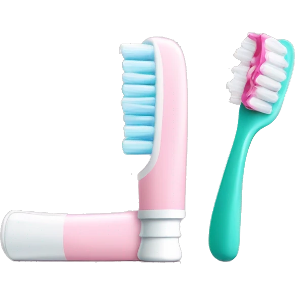 Pale pink toothbrush and tube of toothpaste  emoji
