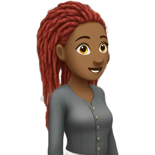 Woman with red locs antiquing with friend girl who has gray locs emoji