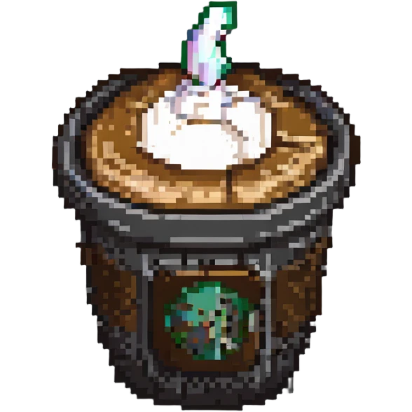 plastic cappuccino cup with lid, pixel art style emoji