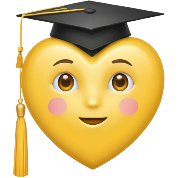 yellow heart with a graduation cap emoji