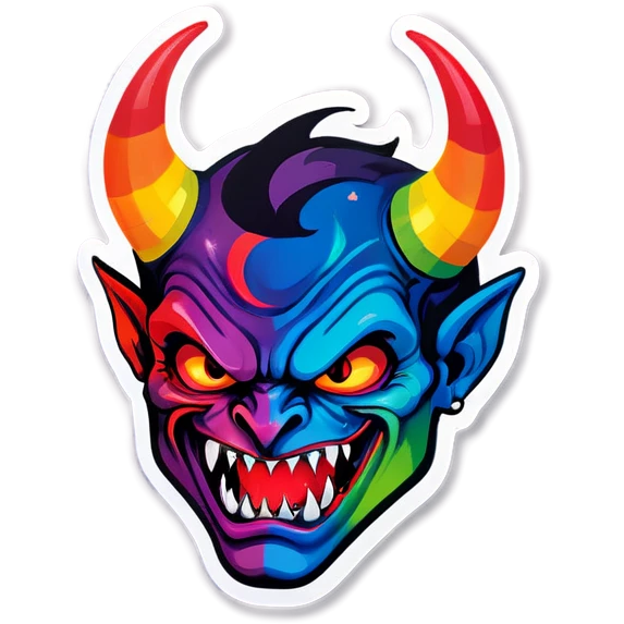 Rainbow devil face emoji