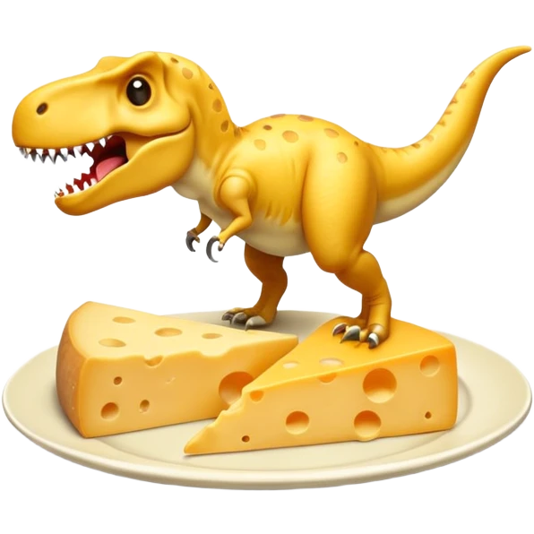 Un T-Rex et un bout de fromage sur une assiette 
 emoji