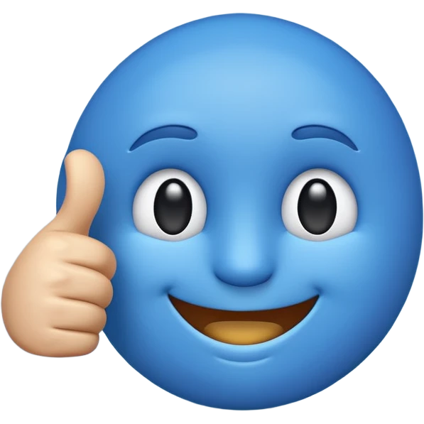 a blue emoji holding up a thumbs up gesture emoji