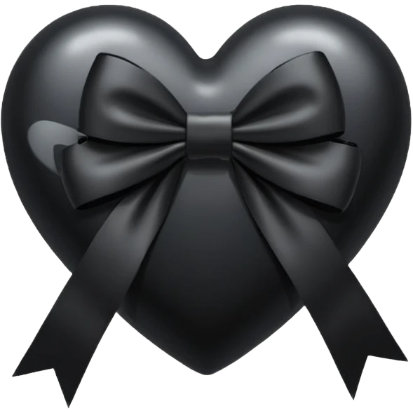 Black heart with black bow, explore emoji