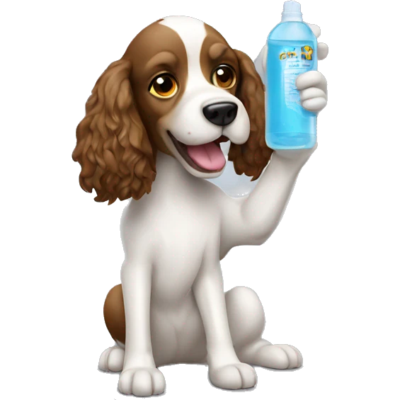  a spaniel with a glass cleaner in his hands emoji
